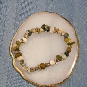 Ocean Jasper Chip Bracelet | Natural Gemstone Stretch Boho Healing Jewelry